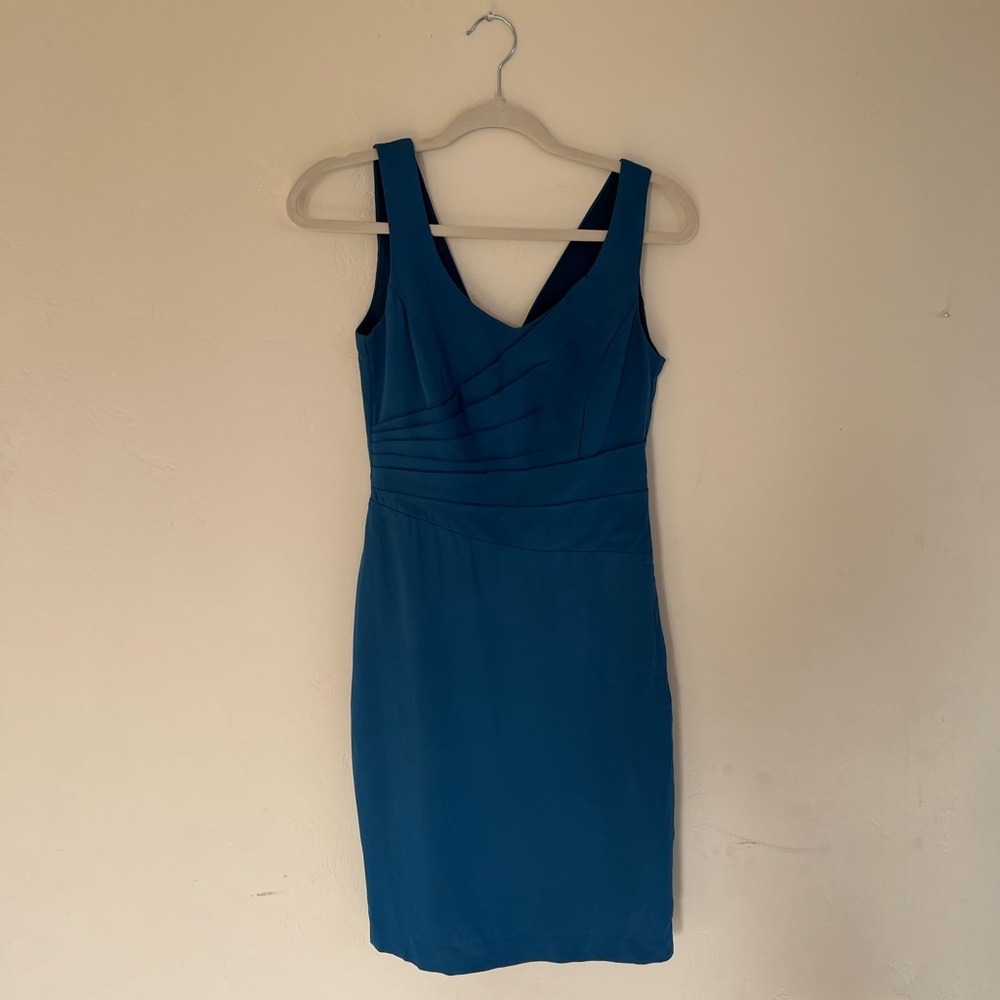 Reiss Blue Sheath Midi Dress V-Neck Sleeveless